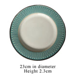 Yeknu  American edge relief hand-painted underglaze color ceramic tableware Western steak plate Household restaurant Dessert plate, 1Pc