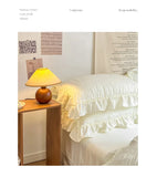 Yeknu Ins Style Korean Bedding Set Lace Seersucker 4-piece Bed Sheet Set Quilt Cover Solid Duvet Cover For Girl Spring Decor Home