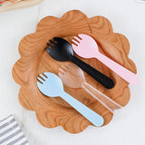 Yeknu  Bla Frosted Thiened Plastic Dert Fork And Spoon Ice Cr Independent Paaging Kitchen Baking DIY Utensils