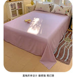 Yeknu Ins Bedding Set Purple Love Stripe Double Layer Yarn Four Piece Dormitory Girl Heart Bed Sheet And Quilt Set Washed Cotton