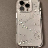 Yeknu  Transparent glitter bronzing stars are suitable for Apple 16promax mobile phone case iphone15pro new 14 with lanyard