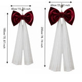 Yeknu  Home Decor Mesh Tulle Large Velvet Christmas Bow New Year Pendant Christmas Tree Topper Bow Ornaments Xmas Vibe Decor Bow Party