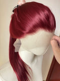 Yeknu  Wine Red Lace Front Wig for Women 26Inch Long Straight 13*4 Lace Wigs High Quality Synthetic Lace Wig Natural for Cosplay Peluca