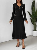 Yeknu  Autumn Knitted Dress Women Korean Style Knit Long Sleeve Office Ladies Dresses Slim Sweater Trumpet Woman Long Dress