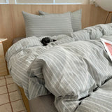 Yeknu  Nordic sling Cotton Pink Stripes Duvet Cover 150x200 Size Girl's Room housse Skin friendly Breathable Comforter Sets