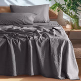 Yeknu  100% French Washed Pure Linen Sheets, Breathable and Durable Line King Size Sheets, Anti-Tear Line Bed Sheets, Machine Washable