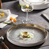 Yeknu  Creative Gradual Starry Sky Plates, Light Luxury Ceramic European Home Restaurant Kitchen Supplies Steak Western Food Plate, 1Pc