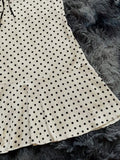 Yeknu  Women Frill Trim Polka Dot Print Contrast Lace Strapless Mini Dress