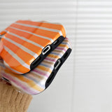 Yeknu  Summer Dopamine Vertical Stripes Phone Case For iPhone 16 15 14 13 12 Pro Max Cases Wave Shape Shockproof Back Cover