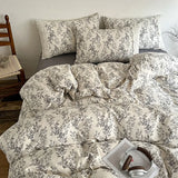 Yeknu 4PCS Vintage Style Bedding Set Ins Princess Lace Duvet Cover Flat Sheet Set Twin Double Size Bed Sheet Set For Bedroom Decor