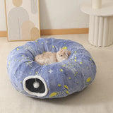 Yeknu  Donut Cat Bed Tunnel Multi functional Cat Bed Foldable Glow In The Dark Cat Tunnel Cat Hideaway Pet Bed