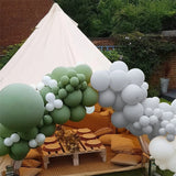 Yeknu 145Pcs Retro Theme Balloons Garland Arch Kit Retro Green Gray White Latex Balloon for Bridal Shower Birthday Party Wedding Decor