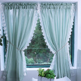 Yeknu  Korean Pink Lace Sheer Curtains for Living Room, Thick Short Tulle Curtain for Kitchen Bathroom Cupboard, Elegant Window Decor