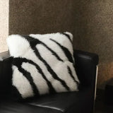 Yeknu High-end Fluffy Faux Fox Fur Throw Pillows Decor Home High Quality Plush Back Cushion for Sofa Bed Chair Super Soft Cushion Cozy