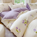 Yeknu  Class A super soft jacquard cloud yarn cotton four-piece set, bed sheet, bed hat, quilt cover, student dormitory bed