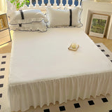 Yeknu  Princess Style Bedding Sets Queen Sizes Duvet Cover Skin Friendly Stereoscopic Feel Double Stitched Bed Skirt For Sleeping Naked