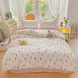 Yeknu  3 Piece Sheet Set  pink tulip duvet cover Set ， comfortable Bedding Set Bedspread for All Season
