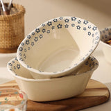 Yeknu  Creative Oval shape Rice Bowls, Thickened Ceramic Home Kitchen Restaurant Supplies, Cute Breakfast Dessert Fruit Salad Bowl, 1Pc