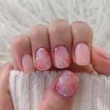 Yeknu  24 PCs Long Pieces of French Glitter Nails with 1 Piece of Jelly Glue and 1 Nail File