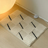 Yeknu  Nordic Tufting Stripe Bathroom Mat Tufted Beige Bathmat Soft Bedroom Rug Foot Pad Living Room Carpet Anti-slip Home Room Decor