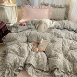 Yeknu  Class A washable Korean version of princess style French lace four-piece bedding three-piece sheet and quilt set set