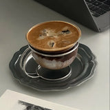 Yeknu  Creative Stainless Steel Stand Coffee Cup Glass Heat-resistant Fair Tea SetinsTrendy Bauhaus Retro Cup