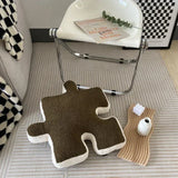 Yeknu Blacket White Irregular Jigsaw Seat Cushion Chair Soft Back Cushion Home Decor Throw Pillow Comfortable Teddy Velvet Cushions
