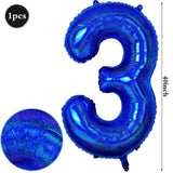 Yeknu  40Inch Navy Blue Number Balloons 0-9 Helium Balloon Laser Dark Blue Figure Golob Birthday Wedding Graduation Decoration Supplies