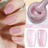 Yeknu  10ml Jelly Nude Gel Nail Polish Crystal Translucent Coffee Soak Off Semi-Permanent Varnish Base Top Coat Manicure