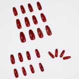 Yeknu  24pcs Red Sexy Style Press on Nail Solid Color Artificial Fake Nails Seamless Removable False Nail