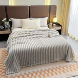 Yeknu  Ribbed Flannel Blanket Double Sided Thickened Nap Blanket Winter Throw Blanket Sofa Blanket Hemmed Blanket