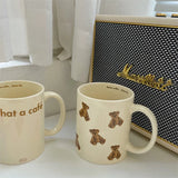 Yeknu Ins style teddy bear water cup, female design, niche retro mug