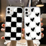 Yeknu  Black White Grid Case For iPhone 11 Case iPhone 11 12 13 14 Pro Max X XS XR 6 6S 7 8 Plus SE 2020 2022 Clear Soft TPU Back Cover