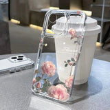 Yeknu  Flower Phone Case For iPhone 16 13 15 11 12 14 17 Pro Max Air 16E XS XR 7 8 SE Shockproof Transparent Cover Silicone Soft Fundas