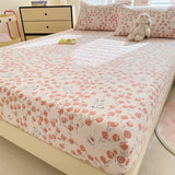 Yeknu Elastic Fitted Sheet Floral Style Bedsheet Soft Bed Cover Home Bed Linen Sheets drap de lit (Pillowcase Need Order)