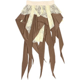 Yeknu  SylCue Mesh Patchwork Mini Skirts Women Y2K Style Elastic Waist Ruffles Ribbon Sweet Girls Street Fashion Elegant Skinny Bottoms
