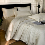 Yeknu Nordic Silk Bedding Set 4pcs Luxury Lyocell Duvet Cover Set Flat Sheets Set 2 Pillowcases Twin Double Queen Size Bed Linen Set