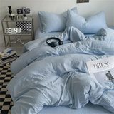 Yeknu  Thick Pure Brushed Bed Sheets, Duvet Cover Set, Four Piece Bedding Set Bed Sheet, Fully Enclosed for Home Gift