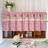 Yeknu  Pink Exquisite Short Curtain Adorned with Delicate Cherry Elegant Lace Edging Curtains for Charming Home Decor for Bedroom