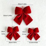 Yeknu  Christmas Bow Decoration DIY Xmas Trees Decorations Velvet Red Bow Knot Baubles Hanging Ornaments Pendant For Holiday Home Party