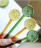 Yeknu  Colorful Lemon Heat-resistant Glass Stirrer Coffee Mixing Stick Honey Spoon, creative ins Style Juice Stirrer