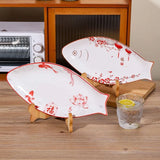 Yeknu  Nordic Cartoon Fish Plate Creative Steamed Dish Microwave Oven Available Household Restaurant Tableware Fish-shaped Dinner Plate