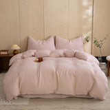 Yeknu  New 100% Cotton Yarn-Dyed Double-Layer Gauze 4-Pcs Duvet Cover Set Comfortable, Breathable and Skin-Friendly Bedroom Decor