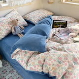 Yeknu  Autumn and winter thickened milk fleece bed 4-piece set double yarn quilt cover bed sheet three-piece set for students