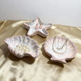 Yeknu  Nordic Style Gypsum Jewelry Tray Shell Conch Vanity Table Organizer Jewelry Display & Dessert Serving Plate