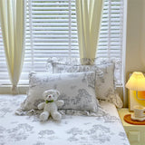 Yeknu 100% Cotton 2pcs Flower Prints Ruffles Pillowcases 48x74cm Sizes Cushion Cover for Bed Floral Style Adults Kids Pillowslip 베개커버