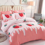 Yeknu  Single duvet cover Printed red quilt cover Thickened plant-cashmere cartoon multicolored bed cover 220x240 double bedding