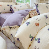 Yeknu  Class A super soft jacquard cloud yarn cotton four-piece set, bed sheet, bed hat, quilt cover, student dormitory bed