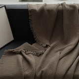 Yeknu  1pc Blanket 100% Cotton Sofa Towel Tassels Bed Linen Solid Color Shawl manta Skin-friendly Plaid Home Blankets