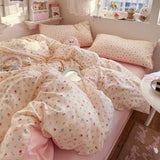 Yeknu  new class A simple high-end three-layer yarn bedding four-piece set, bed sheet quilt cover, dormitory three-piece set